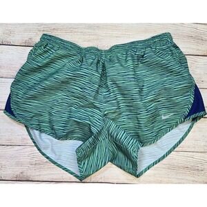 Nike Running Shorts Womens Medium Dri Fit Tempo Green‎ Blue Lined Drawstring